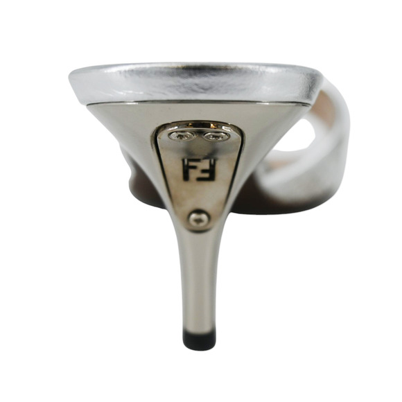 Fendi Silver Metallic Woven Leather Mules Size 37 - Picture 15 of 16